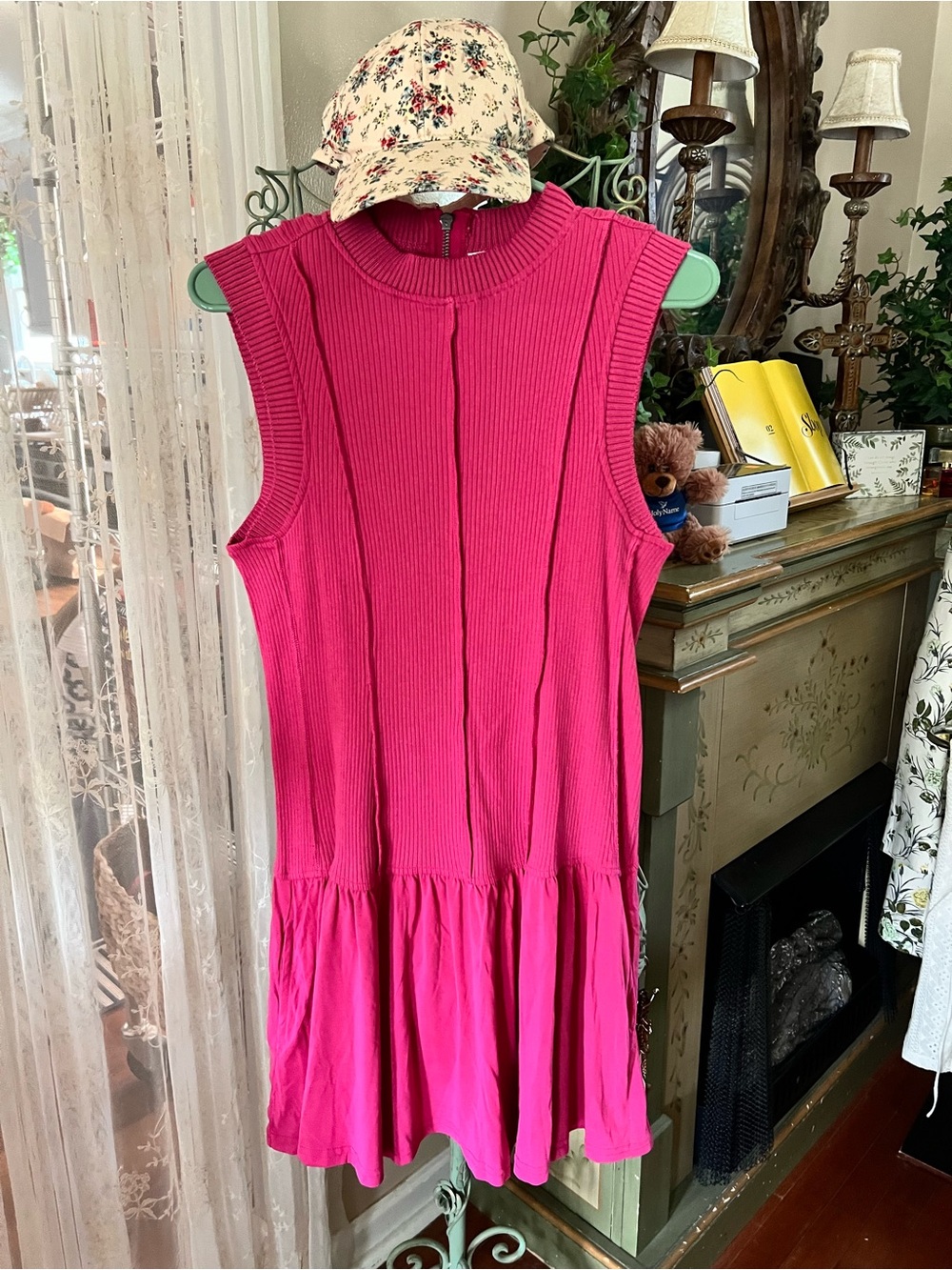 Anthropologie Daily Practice Fuchsia Sleeveless Knit Drop-Waist Dress